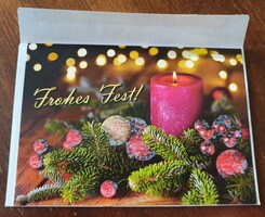 Karácsonyi képeslap borítékkal postatiszta üdvözlőlap üdvözlőkártya levelezőlap gyertya mintával