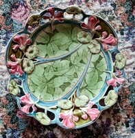 Antik majolika áttört peremű tányér - ZNAIM