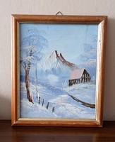 Landscape, wood fiber oil painting, 19x23 cm