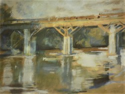 Kornél Szentgyörgyi (1916-2006): bodrog bridge / muddy stream