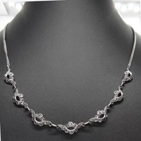 Silver necklace with marcasite stones, 13.1 g, 54 cm, 925%