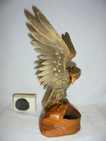 Fából faragott turul, sas madár 1960 - 21 cm