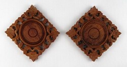 1Q932 pair of openwork carved Indian teak coasters 10 x 10 cm
