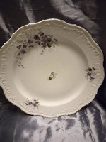 Round serving plate with violet pattern