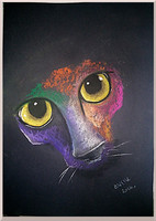 Panther cat (dogs + kittens pastel) 50x35cm