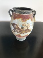 Krétai kerámia edény, kézzel festett múzeumi másolat (302)