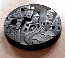 Old metal paperweight from Moscow. 9.5 X 1 cm