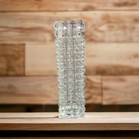 Retro négyszögletes üveg váza, 22,5 cm.