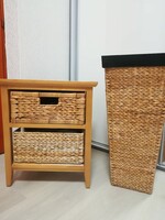 Wooden dresser made of water hyacinth with 2 drawers 46*33*54 cm