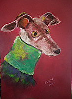 Greyhound + turtleneck (dogs + cats pastel) 50x35cm