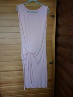 Nagyon elasztikus lenge, oldalt felvágott, elől húzott ujjatlan maxi rózsaszín ruha Mell:44-70cm
