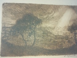 Foreign etching, from 1924, full size approx. 20X15 cm
