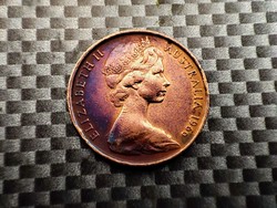 Ausztrália 2 cent, 1966 Gyönyörű Lilás Patinával