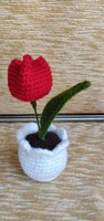 Horgolt tulipán kaspóban