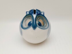 Aquincum aquazur persely  bagoly porcelán figura, Ősz Szabó Antónia, 8 cm