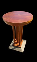 Old Art Nouveau small table with copper slipper legs. Folding table. Flower stand. Postman.
