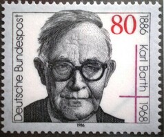 N1282 / Germany 1986 karl barth stamp postal clerk