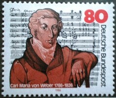 N1284 / Germany 1986 carl maria von weber composer stamp postal clerk