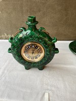 Ceramic pretzel jar with working mechanical clock 28 cm.
