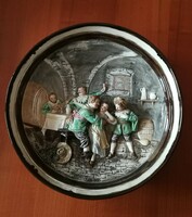 Glazed painted, marked ceramic wall bowl!