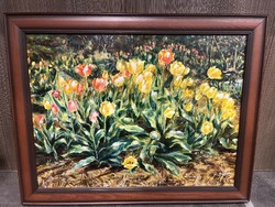 Oil painting flower garden