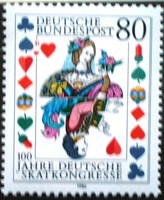 N1293 / Germany 1986 card game congress stamp postal clerk