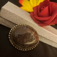 Silver-plated agate brooch 4 cm
