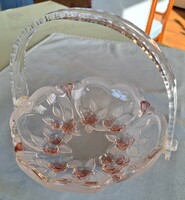 German glass basket with flower pattern