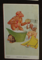 Lawson Wood grafika majom, malac humoros, régi képeslap
