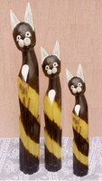 Cat statue trio tribal series from Indonesia. With striped pattern. Original craftsmanship