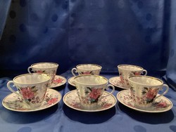 Lomonosov vintage porcelán, kézzel festett kávés, teás szettek