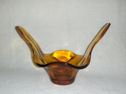 Murano thick amber glass serving bowl (p)