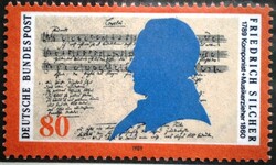 N1425 / Germany 1989 Friedrich Silcher composer stamp postal clerk