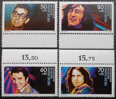 N1360-3sz / Germany 1988 for youth: famous singers stamp line post clean arch edge summation