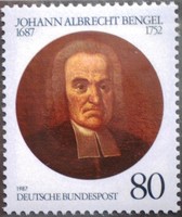 N1324 / Germany 1987 johann albrecht bengel theologian stamp postal clerk