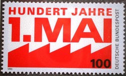 N1459 / Germany 1990 100 years Labor Day, May 1. Stamp postal clerk