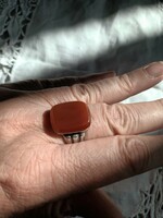 Eladó régi antik kézműves ezüst gyűrű karneol kővel!