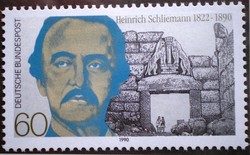 N1480 / Germany 1990 heinrich schiliemann archaeologist stamp postal clerk
