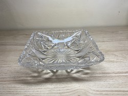 Engraved square glass serving bowl