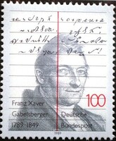 N1423 / Germany 1989 franz xaver gabelsberger shorthand stamp postal clerk