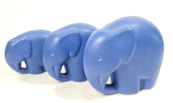 Charming, modern ceramic elephant trio