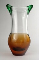 1Q924 jan beranek amber green blown art glass vase 27 cm