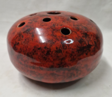Retro jelzett iparművészeti mázas kerámia ikebana váza hibátlan állapotban 17,5 cm.