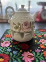 Régi, hófehér Seltmann (Bavaria) német porcelán ﻿melegen tartó, teás kanna melegítő