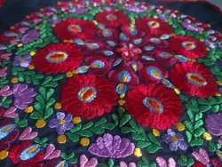 Beautiful, richly decorated handwork embroidery with silk thread, matyó tablecloth 48 x 43 cm