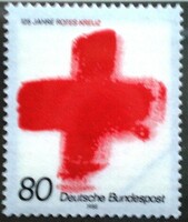 N1387 / Germany 1988 125 years old red cross stamp postal clerk