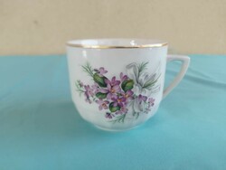 Czech Bohemian violet porcelain tea mug with gilded rim