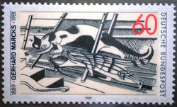 N1410 / Germany 1989 gerhard marck lithographic artist and sculptor stamp postal clerk