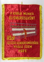 Szeged Kenderfonógyár Socialist Silk Flag 1971 70 x 50 cm