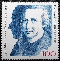 N1473 / Germany 1990 matthias claudius poet stamp postal clerk